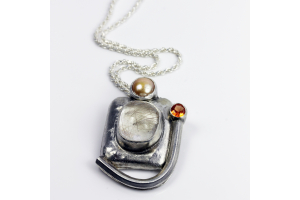 Rutilated Quart Hollow Form Pendant