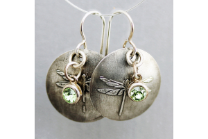 Dragonfly Earrings with Peridot